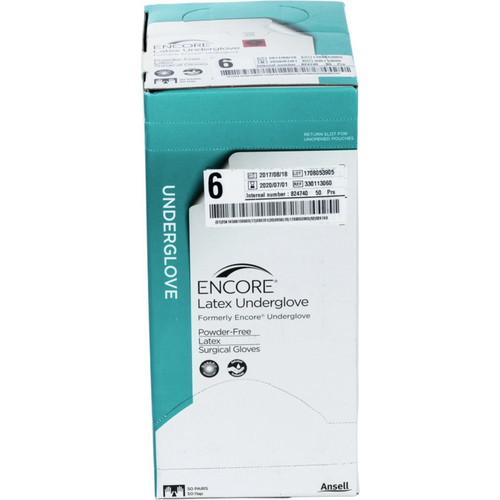 ENCORE Latex Underglove 50 par pudderfrie, grønne, størrelse 6