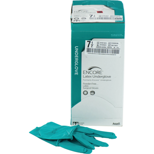 ENCORE Latex Underglove 50 par pudderfrie, grønne, størrelse 7,5
