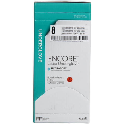 ENCORE Latex Underglove 50 par pudderfrie, grønne, størrelse 8