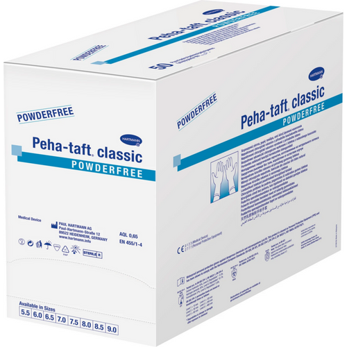 Peha-taft classic hansker 50 par, pudderfrie, transparente, størrelse 7