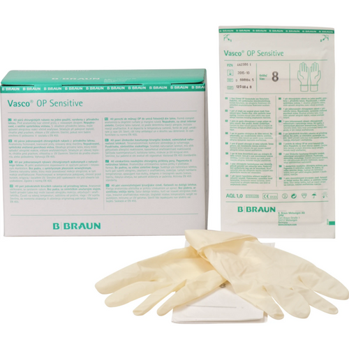 Vasco OP Sensitive eske 40 par pudderfrie, naturhvite, størrelse 8