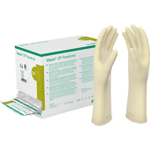 Vasco OP Powdered 50 par pudrede hansker, naturhvit, størrelse 7,5