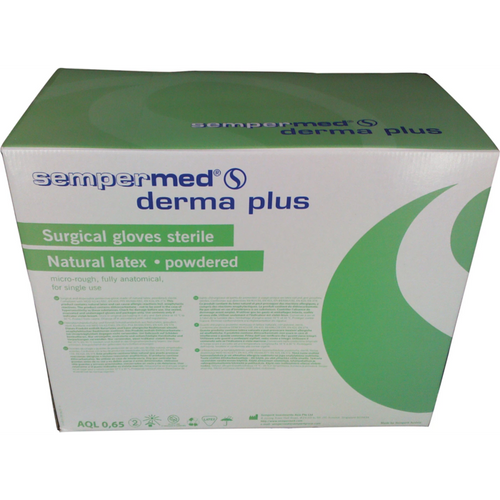 Sempermed derma plus 50 par lett pudrede, naturhvite, størrelse 7