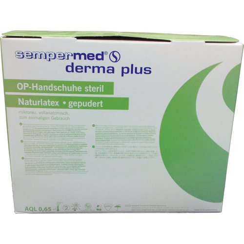 Sempermed derma plus 50 par lett pudrede, naturhvite, størrelse 8