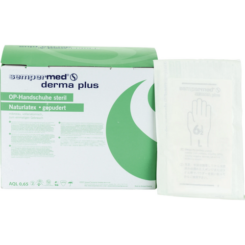 Sempermed derma plus 50 par lett pudret, naturhvit, størrelse 6,5