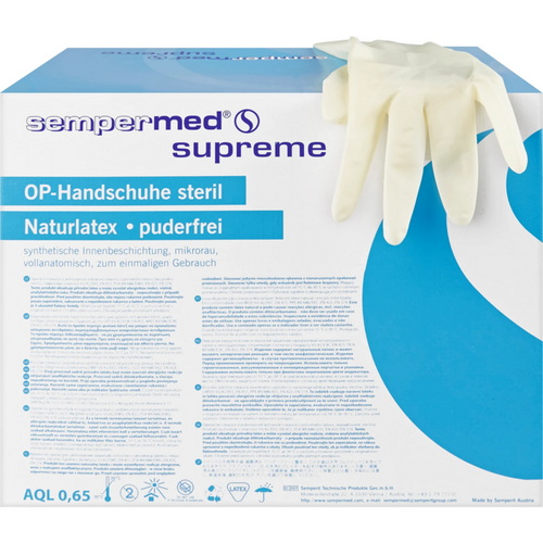 Sempermed supreme 50 par pudderfrie, naturhvite, størrelse 6