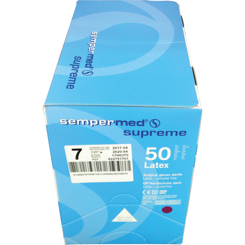 Sempermed supreme 50 par pudderfrie, naturhvite, størrelse 7