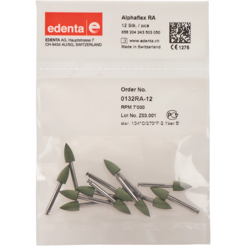 Alphaflex 12 stk grønn, RA, fasong 243, 6 mm, ISO 050