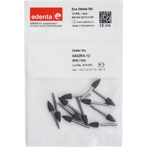 Exa Dental 12 stk. svart, RA, fasong 243, 10 mm, ISO 050