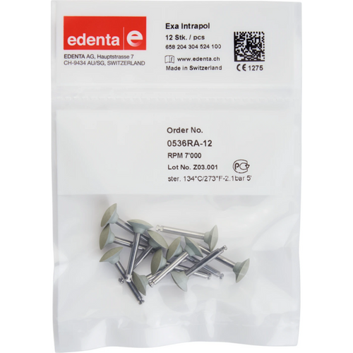 Exa Intrapol 12 stykker hvit, RA, fasong 304 Skive, 4,7 mm, ISO 100