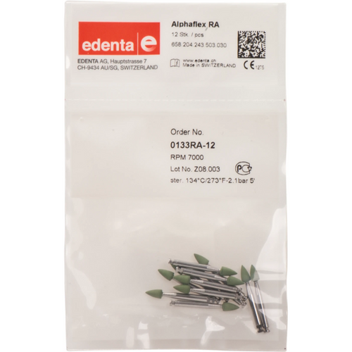 Alphaflex 12 stk grønn, RA, figur 243, 6 mm, ISO 030