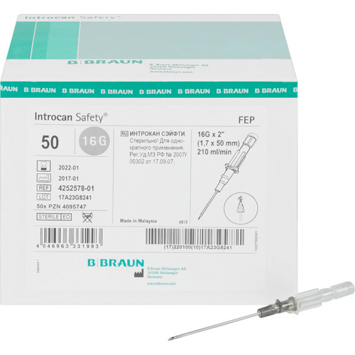Introcan Safety 50 stk. G16 1,7 x 50 mm, grå