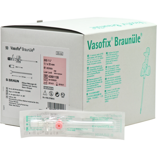 Vasofix Braunøle 50 stk rosa, G 20, 1,1 x 33 mm