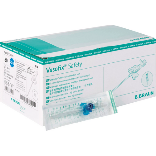 Vasofix Safety 50 stk. blå, G 22, 0,9 x 25 mm