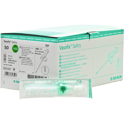 Vasofix Safety 50 stk. grønne, G 18, 1,3 x 45 mm
