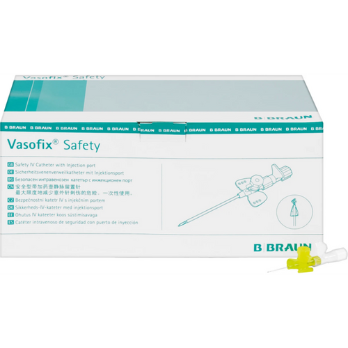 Vasofix Safety 50 stk. gul, G 24, 0,7 x 19 mm