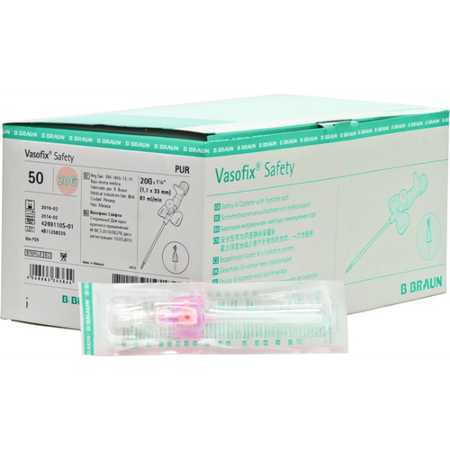 Vasofix Safety 50 stk. rosa, G 20, 1,1 x 33 mm