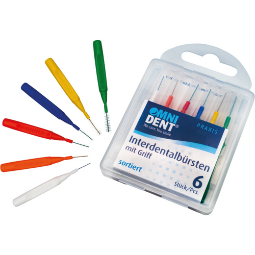 Mellomromsbørster med håndtak 6 stk assorterte