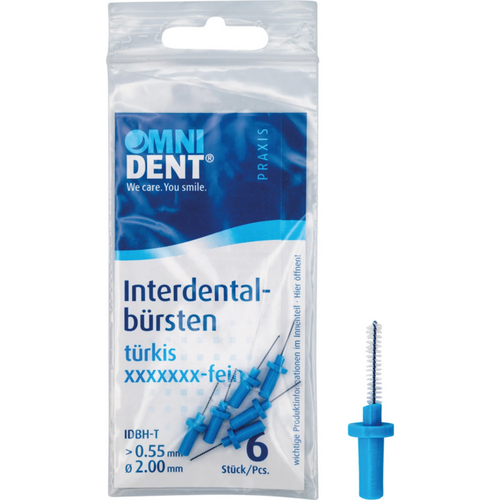 Mellomrombørster for holder 6 stk turkis, xxxxxxx-fin