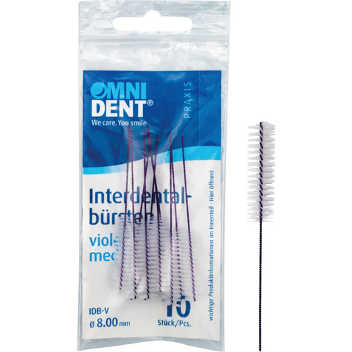 Mellomromsbørster 10 stk lilla, medium