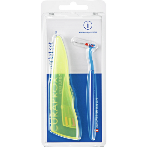 CURAPROX sett 1 holder UHS 450, 4 børster CPS prime (turkis, rød, gul, limegrønn)