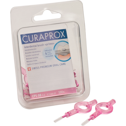 CURAPROX CPS prime handy praktisk boks 100 stk. 08 rosa, 3,2 mm, 4 holdere UHS 409
