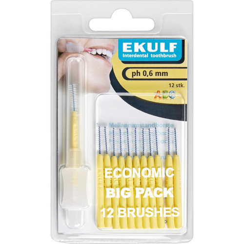 EKULF mellomromsbørster ph 12 stk. gul, 0,6 mm