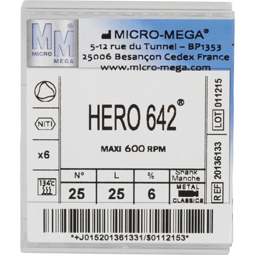 HERO 642 files 6 stk. 25 mm, Taper .06, ISO 025