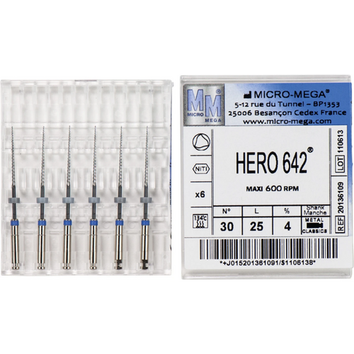 HERO 642 files 6 stk. 25 mm, Taper .04, ISO 030