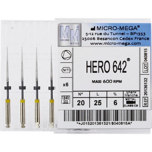 HERO 642 files 6 stk. 25 mm, Taper .06, ISO 020