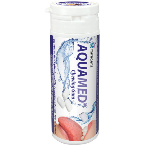 miradent Aquamed dental care tyggegummi tinn 30 g drasjerte tabletter