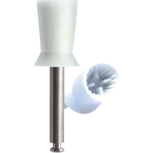 Prophylaxis polisher Eco 100 stk. hvit med metallskaft, lateksfri, 4 lameller, riflet, RA