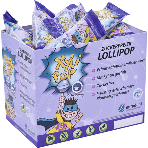 XyliPOP Lollipop eske 50 x 6 g biter blåbær