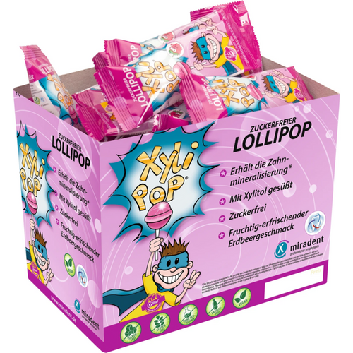 XyliPOP Lollipop eske 50 x 6 g biter jordbær