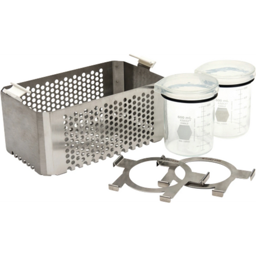 BioSonic UC150 Kit sett med kurv, 2 begerglass, 2 lokk, 2 posisjoneringsringer, 2 posisjoneringsrammer