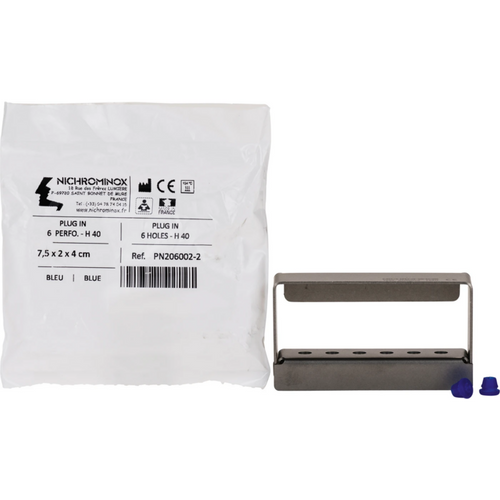 PLUG IN borholder stk. for 6 instrumenter blå, 7,5 x 2 x 4 cm