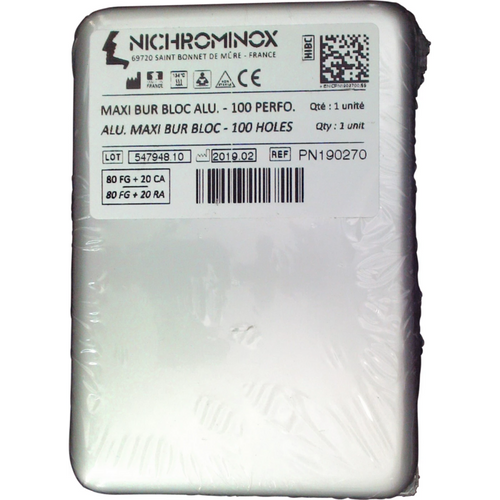 Maxi Bur Block borholder stk. for 100 instrumenter (80 x FG, 20 x RA) 12 x 8,5 x 4,5 cm