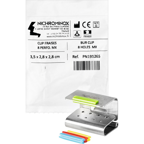 Bur Clip borstativ stk. for 8 instrumenter (4 x FG, 4 x RA), 3,5 x 2,8 x 2,8 cm