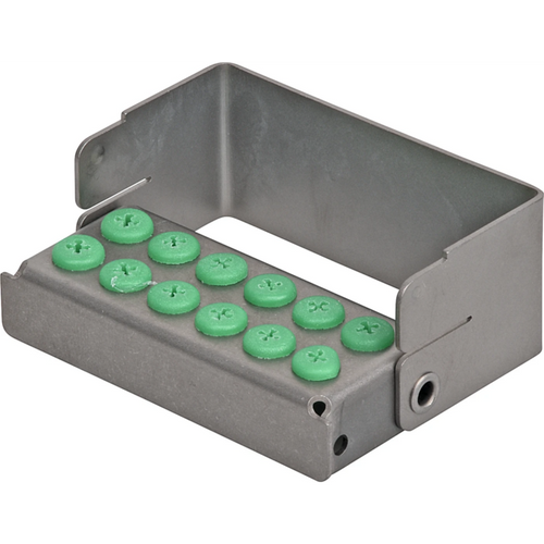 PLUG IN borholder stk. for 12 instrumenter (2 rader med 6 hull), grønn, 6,3 x 2,5 x 3 cm