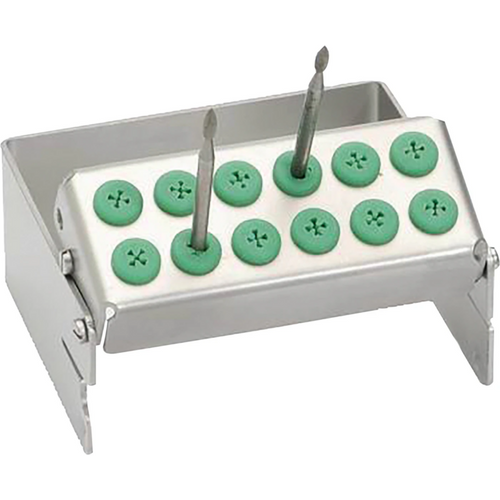 PLUG IN borholder stk. for 12 instrumenter (2 rader med 6 hull), grønn, 6,3 x 2,5 x 5 cm