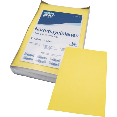 Standard brettinnlegg 250 stk. 28 x 18 cm, gul
