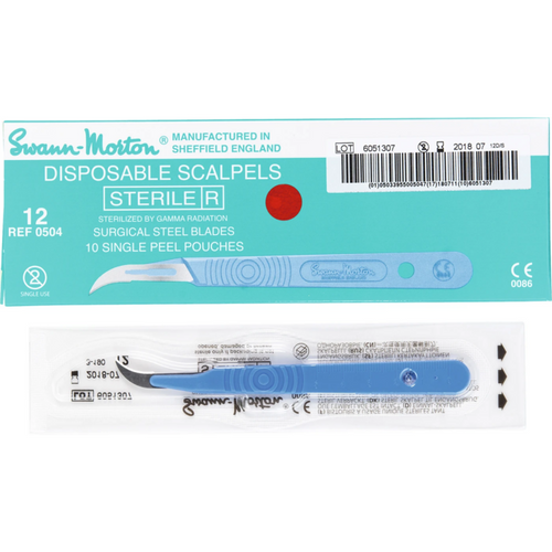 Swann-Morton skalpeller 10 stk. nr. 12 + skaft