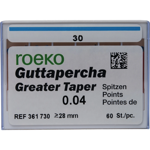 Guttapercha Greater Taper 60 stk. Taper.04 ISO 030