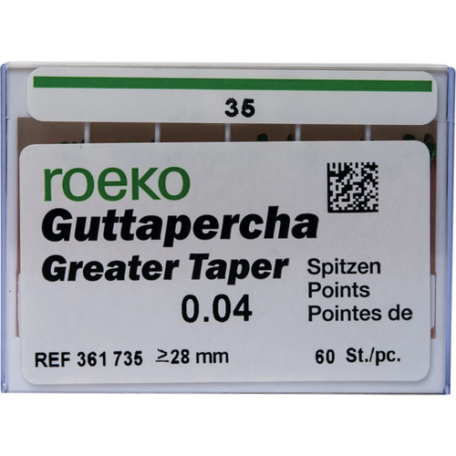 Guttapercha Greater Taper 60 stk. Taper.04 ISO 035