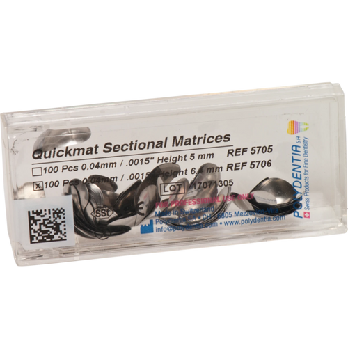 Quickmat DELUXE etterfyllingspakke med 100 seksjonsmatriser, tykkelse 0,04 mm, buet, molar