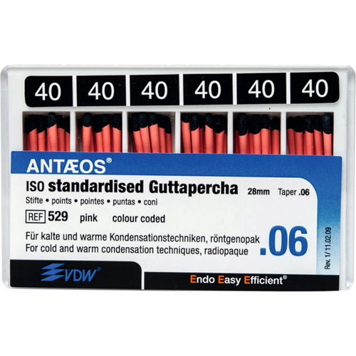 Guttapercha points 60 stk. rosa, Taper.06 ISO 040