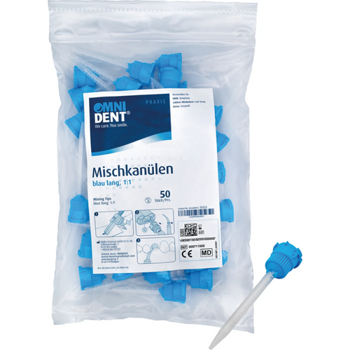 Omni blandespisser blå lang 1:1 pose 50 stk blå, lang 1:1