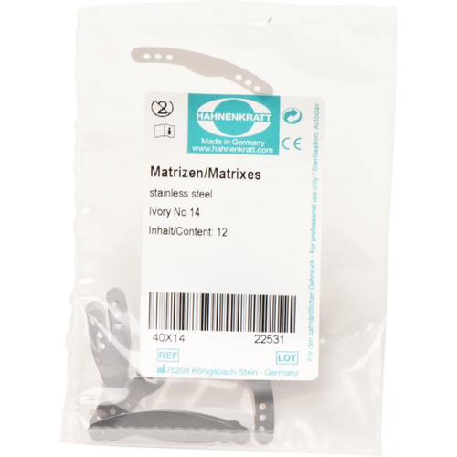 Matriser Ivory 12 stk., tykkelse 0,04 mm, nr. 14