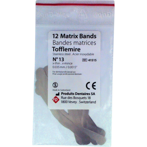 Matriser Tofflemire 12 stk. type 13, tykkelse 0,035 mm, for barn