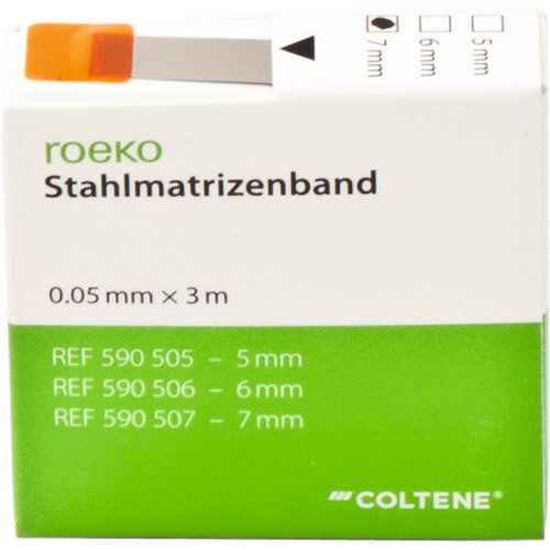roeko stålmatrisebånd dispenser 3 m bånd, bredde 7 mm, tykkelse 0,05 mm